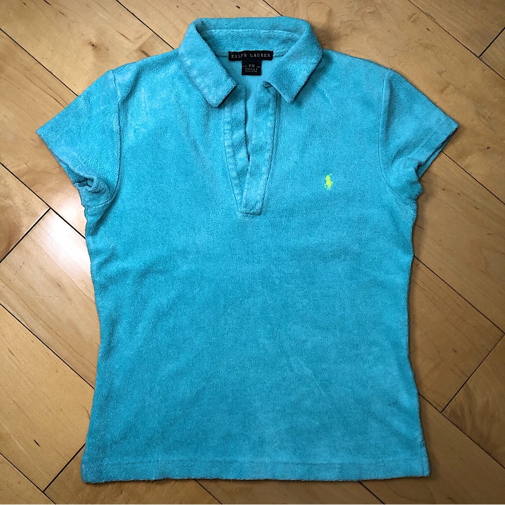 Ralph Lauren Black Label Turquoise Tiffany blue mercerized terry cotton polo Med